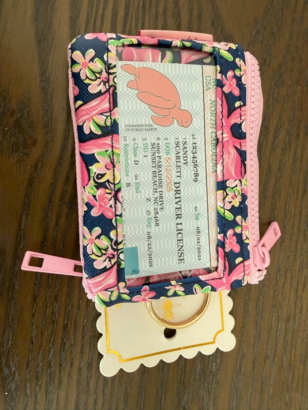 Simply Southern Floral Bows Navy & Pink ID Wallet Cardholder NWT